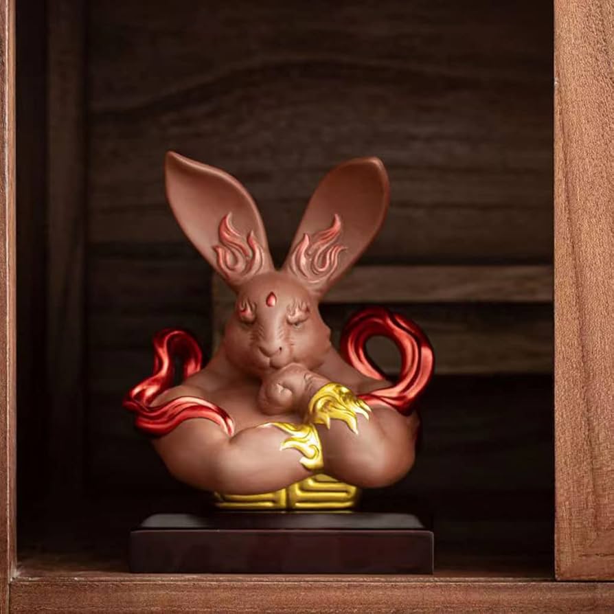 Amazon.co.jp: 干支 卯 うさぎ 筋肉 置物 約13.8×9.2×15.7cm